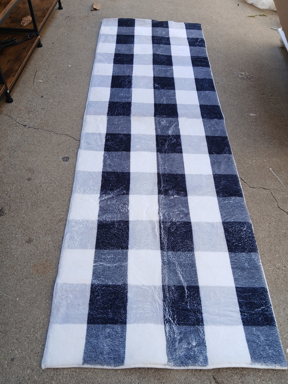 Buffalo Check Runner Rug in Black, Gray & White 74 in long